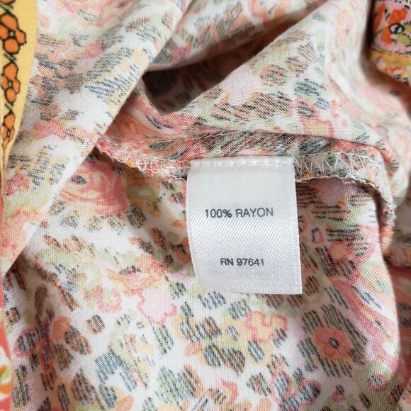 J. Jill Womens Tunic Tank Top Size XS Orange Floral Print Button Up Sleeveless - Picture 10 of 11